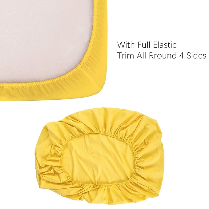 NTBAY 100% Brushed Microfiber Fitted Crib Sheet, Super Soft and Cozy 28x52 Crib Sheet for Standard Crib and Toddler Mattresses, Boys, Girls, Unisex, Yellow, 28x52 Inches