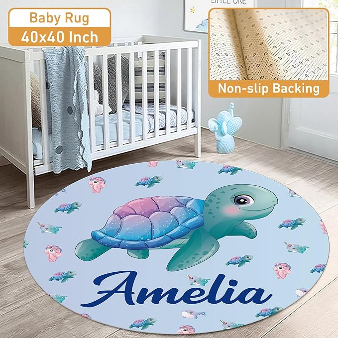 Personalized Crib Bedding Set - 4 Piece Custom Gift Ocean Animals Crib Bed Set with Name, Soft Double Layer Blanket Set for Infant Baby Girl, Nursery Bedding Set for Toddler Boys