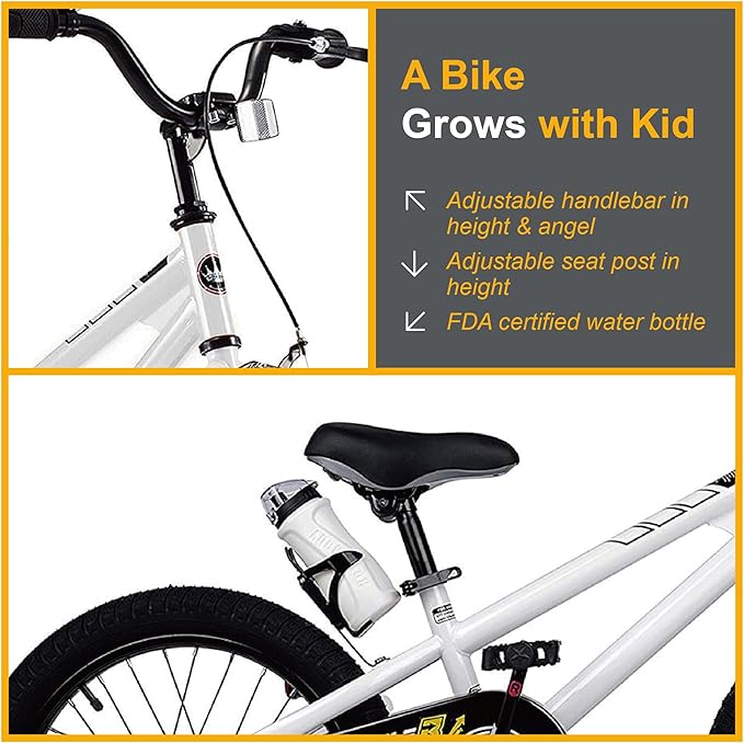 RoyalBaby Kids Bike Freestyle Classic & EZ Balance Pedal Switchable Bicycle, 12 14 16 18 Inch, 3-10 Years Toddler to Big Kids