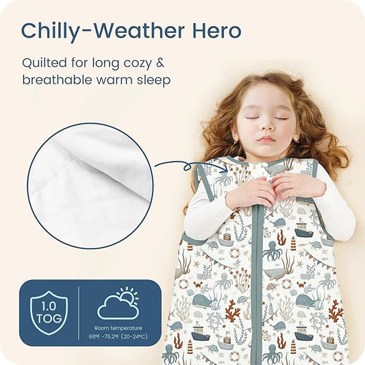 Toddler Sleep Sack 2t-3t-4t, 1.0 TOG Sleep Sack with Sleeveless, Cozy Premium Baby Wearable Blanket with 2-way Safe Zipper All Season Sleeping Bags, 1-pack