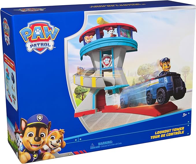 Paw Patrol Lookout Tower, 20-Inch Tower with Chase Action Figures, Rescue Vehicle & Launcher, Kids Toys for Boys & Girls Ages 3 and Up