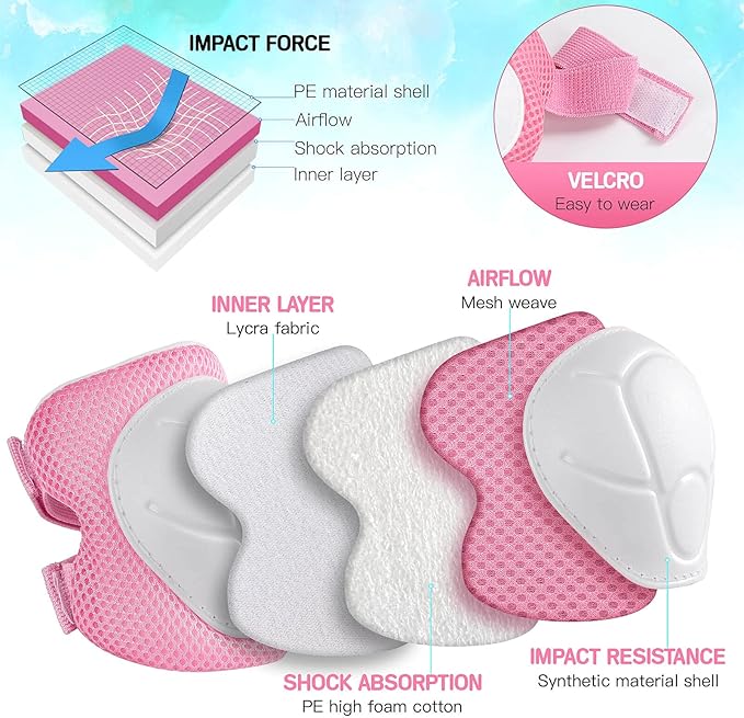 Kids Protective Gear Set Knee Pads for Kids 3-14 Years Toddler Knee and Elbow Pads with Wrist Guards 3 in 1 for Skating Cycling Bike Rollerblading Scooter