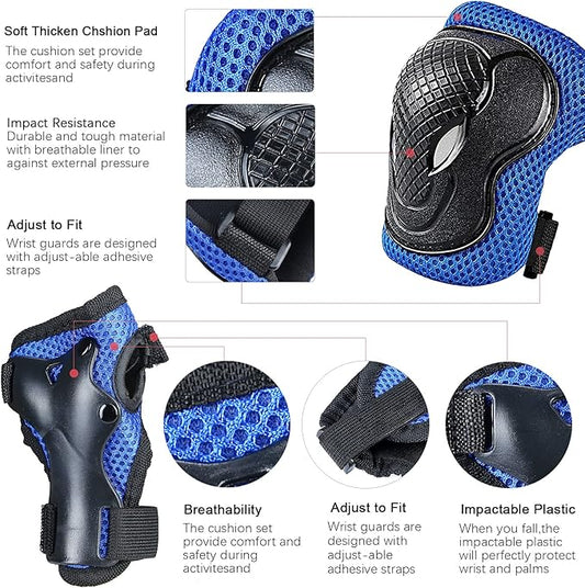 Kids Bike Helmet for 3-5-8-14+ Age Girls and Boys, Kids Helmet with Knee Pads Elbow Pads Wrist Guards,Ventilation Multi-Sport Scooter Roller Skate Rollerblading Skateboarding Climbing Cycling