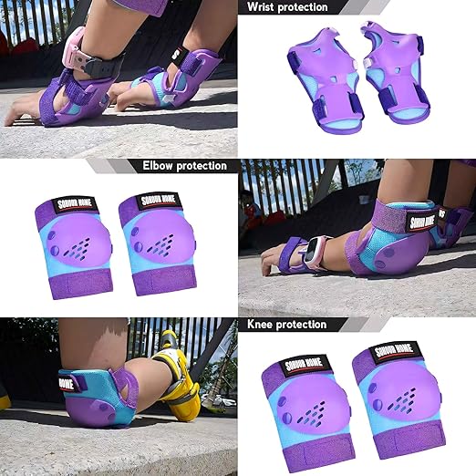 Kids/Youth Knee Pads Elbow Pads Wrist Guards 3 in1Protective Set, for 3-15 Years Child Roller Skates, Cycling, Inline Skating, Skateboard, BMX Bike, Balance Bike, Scooter Riding Sports
