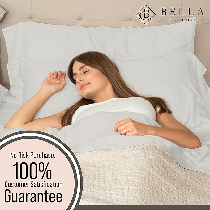 Bella Coterie Luxury Bamboo Viscose California King Size Flat Sheet | 100% Organically Grown | Ultra Soft | Cooling for Hot Sleepers [Grey Mist]