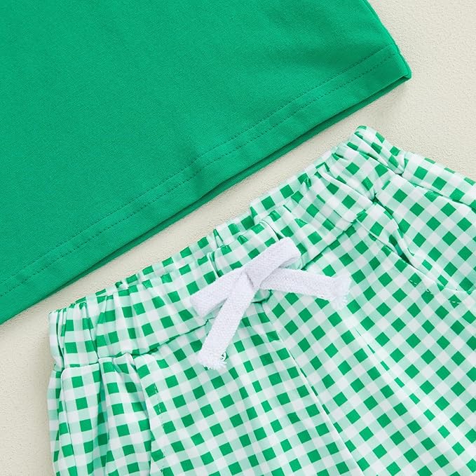 Baby Boy St Patricks Day Outfit Clover Embroidery Short Sleeve T-shirt Tops Shorts Set Toddler Spring Summer Clothes