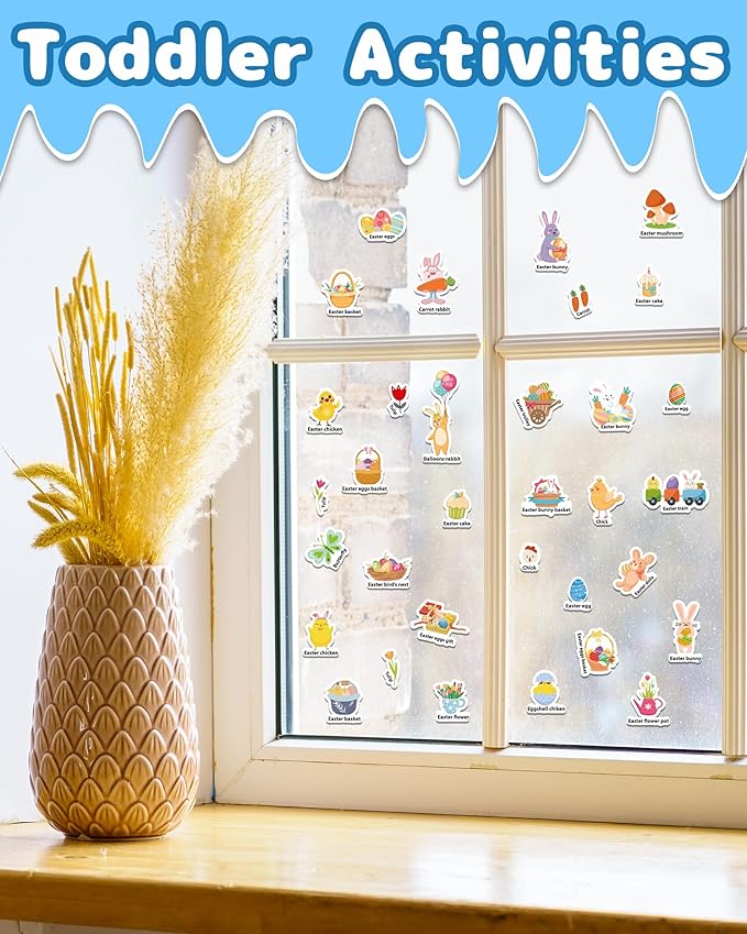 Benresive Reusable Sticker Book for Toddlers 2-4 Years, Fun Travel Stickers for Kids, Waterproof Sticker Books for Toddlers 1-3, Crafts Activities for Todddlers 1-3 2-4 3-5 - Easter
