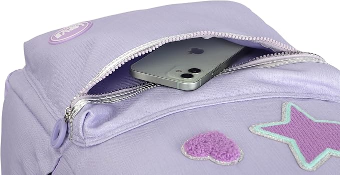 kingdisen Adult extra Large Kids Rolling Backpack with Lunch Box 3pc Set (STAR HEART PURPLE)