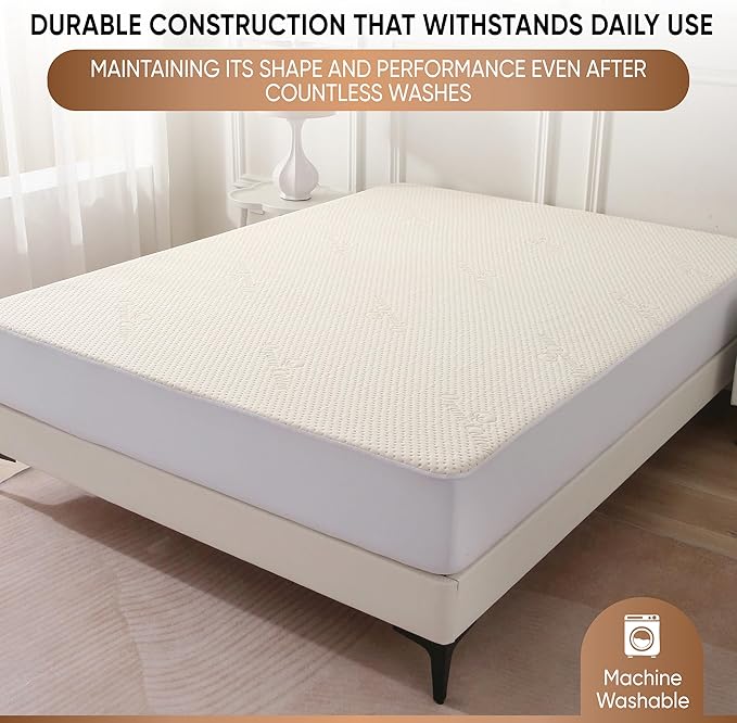 Luxury Waterproof Organic Mattress Protector Full - Organic Cotton Breathable Mattress Pad Cover - Premium 380 GSM Comfort - Deep Pocket - Jersey Cotton Skirt - Fitted Design