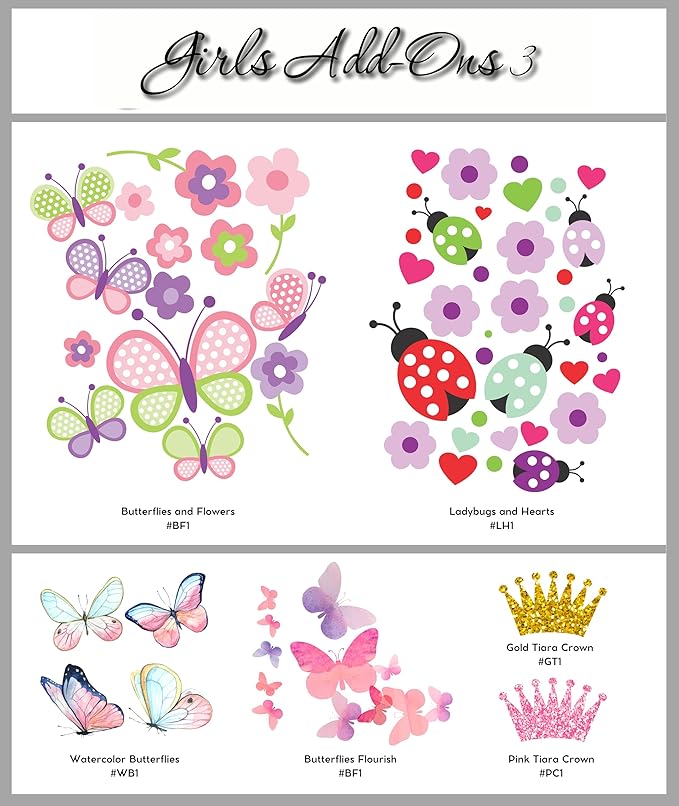 Decor Designs Decals Nursery Girls Personalized Custom Name Vinyl Wall Art Decal Sticker, Bedroom Baby and Childrens Decor, (Multiple Size Choices) (Single Name, Without Initial)