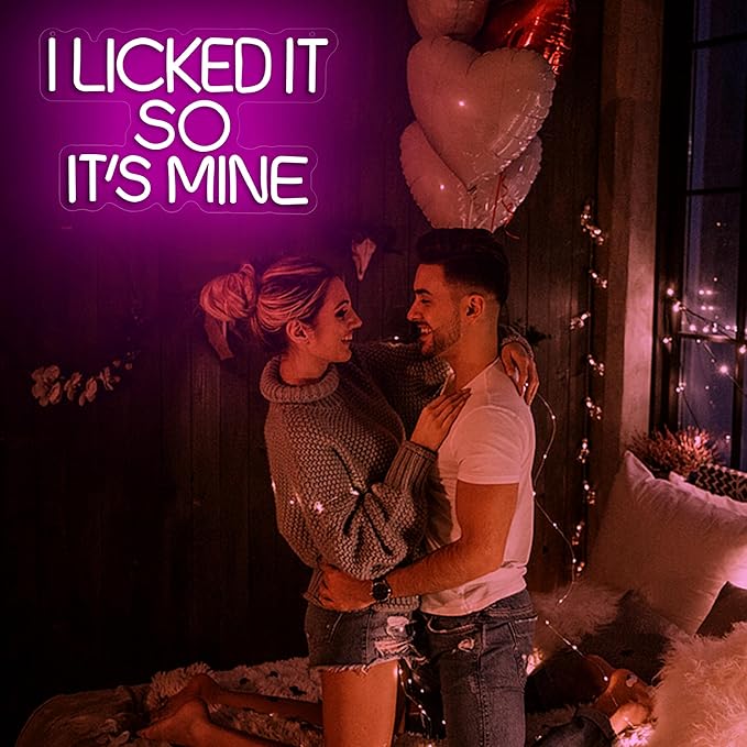 Pink Text Neon Sign for Wall Decor Its Mine LED Neon Light Sign Funny Signs Pink Room Decor for Wedding Party Valentine'Day Gifts for Husband Wife Boysfriend Size 15.2 * 9.4in(GLND367)