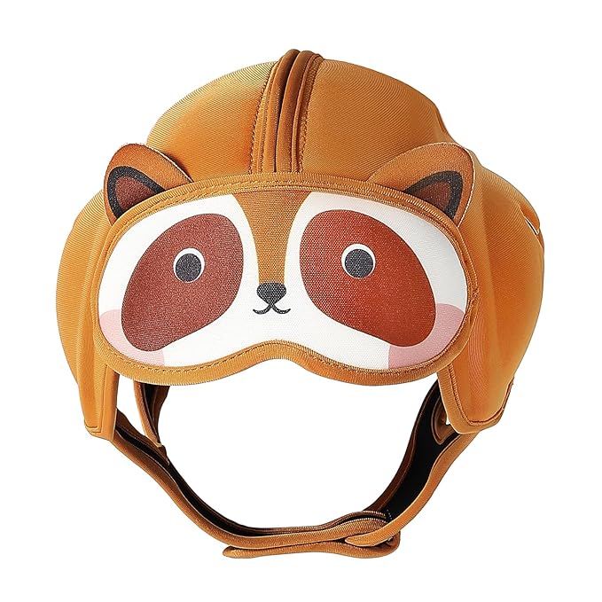 MAMBOBABY Baby Safety Helmet for Crawling and Walking for 6-24 Months Baby Head Protection - Soft and Adjustable - Lightweight and Comfortable Infant Head Guard-Raccoon