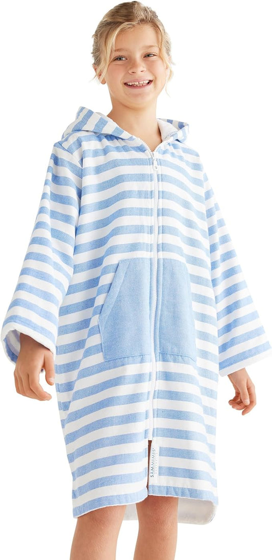SAMMIMIS Kids Bathrobe & Hooded Towels for Kids - Soft Turkish Bath Towels with Terry Lining, Zip & Pockets - Gift Idea