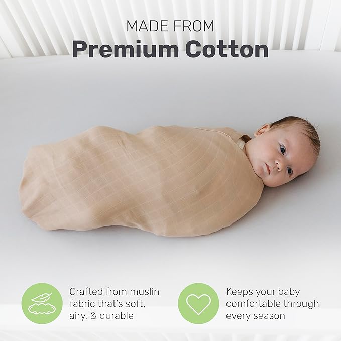 Muslin Baby Swaddle Blanket, Ultra-Soft Bamboo and Cotton Blend, Versatile Baby Muslin Swaddle Blanket for Nursing Cover, Stroller, Swaddling, and Tummy Time