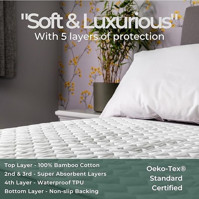 Hygge Sheets®️ Organic Washable Incontinence Bed Pads with Tucks - 100% Waterproof Reusable Mattress Protector Underpads - Rayon derived from Bamboo - Twin
