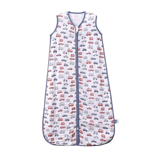 Baby Sleep Sack 12-24 M Baby Wearable Blanket 100% Organic Cotton 0.5 TOG Toddler Sleep Sack 2-Way Zipper Soft Large 4 Layers 1-2 T Car