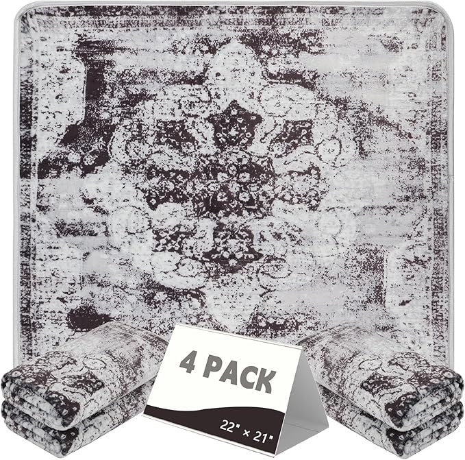FUMMI 4 Pack Reusable Waterproof Incontinence Bed & Chair Pads, 22” x 21” Extra Heavy Absorbency, Soft Flannel Surface, Machine Washable for Dog, Adults & Babies (Black, 22“ ×21”)