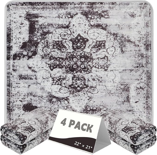 FUMMI 4 Pack Reusable Waterproof Incontinence Bed & Chair Pads, 22” x 21” Extra Heavy Absorbency, Soft Flannel Surface, Machine Washable for Dog, Adults & Babies (Black, 22“ ×21”)