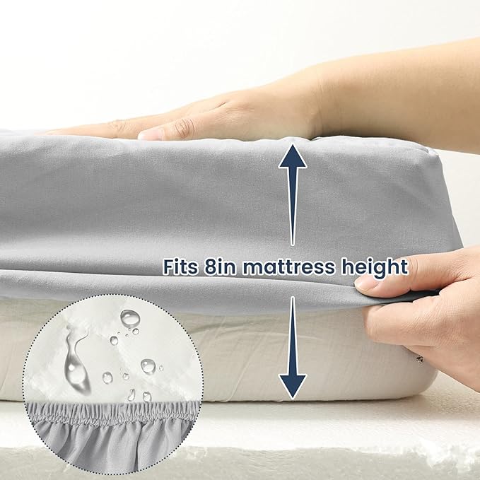 david's kids 2 Pack 52''x28'' Waterproof Crib Mattress Protector Pad Cover Stretch up to 8", Fitted Standard Crib and Toddler Mattresses, Soft and Breathable for Boys Girls, Grey & Sage Green