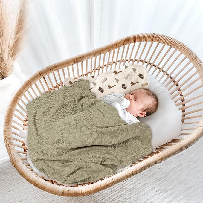 lulumoon Baby Muslin Swaddle Blankets: Soft Receiving Blanket for Newborn - Cotton Swaddling Blanket for Neutral 2Pack(Dinosaur)