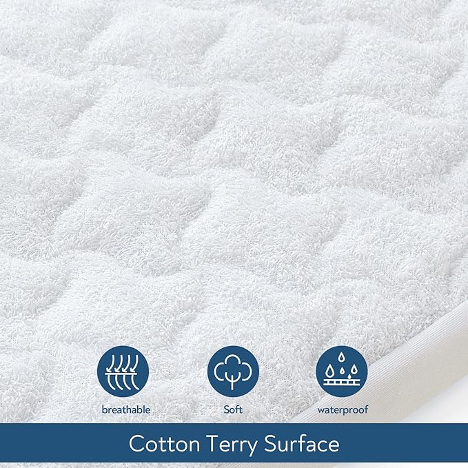Waterproof Travel Crib Mattress Pad Cover 24" x 42", Fit for Guava Lotus, Dream On Me, UNiPLAY, 2 Pack Travel Crib Mattress Protector Sheets, Quilted Cotton Terry Surface