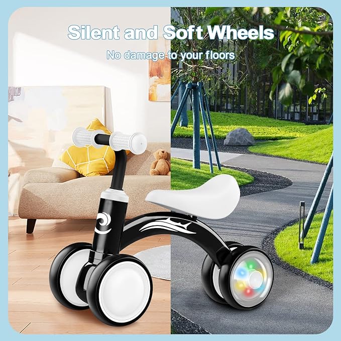 Colorful Lighting Baby Balance Bike Toys for 1 Year Old Boy Gifts, 10-36 Month Toddler Balance Bike, No Pedal 4 Silence Wheels&Soft Seat First Riding on Toys, One Year Old Boy Birthday Gifts.
