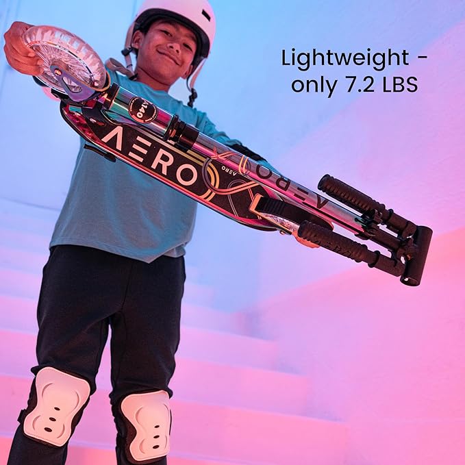 Aero Scooter for Kids 5-12 | Dynamic Lights, Hand Brake & Shock Absorption | Boys Girls 2 Wheels Kick Scooter | Foldable & Height Adjustable