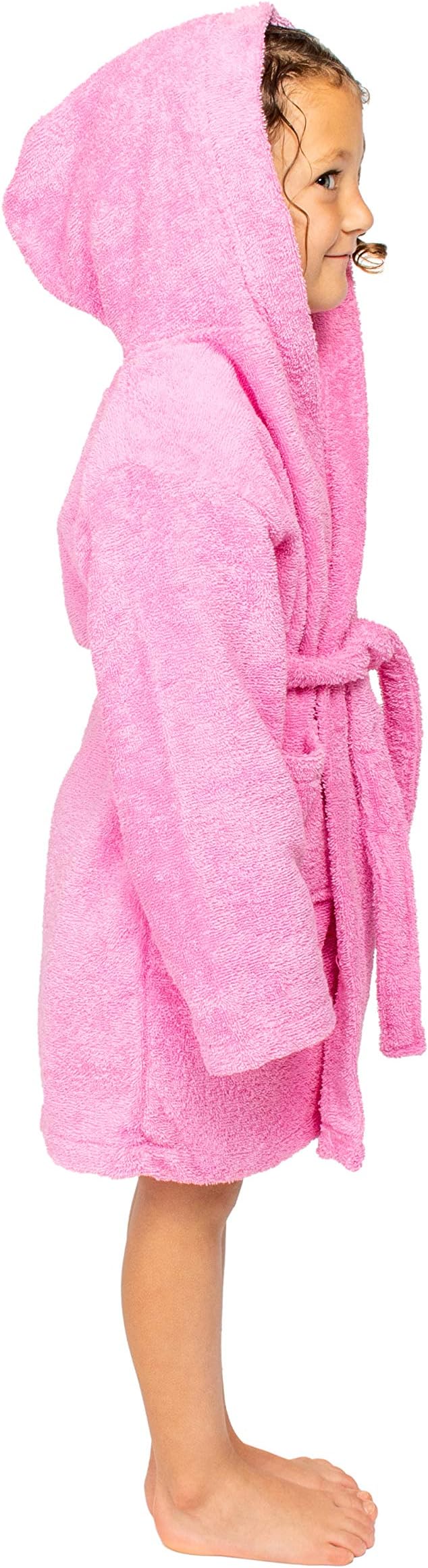 BAGNO MILANO Kids Organic Turkish Cotton Hooded Beach Cover-Up Towel, GOTS Certified, for Boys and Girls (Pink, 3-4 Years)