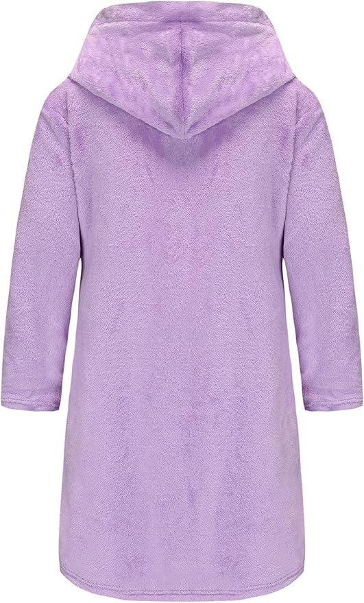 Kid Fleece Hooded Robes Girls Bathrobes Boys Soft Plush Sleepwear Toddler Fuzzy Pajamas