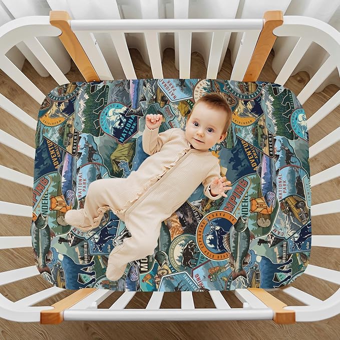Fitted Crib Sheets for Baby Boys or Girls Soft Breathable Baby Play Yard Sheet for Standard Size Crib Mattress 52x28in Outdoor Recreation Vintage