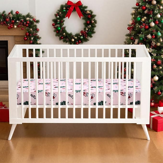UOMNY Crib Sheet, Christmas Crib Sheets Baby Sheet for Standard Crib and Toddler Mattresses Nursery Bedding Sheet Crib Mattress Sheets for Boys and Girls 1 Pack Toddler Sheet