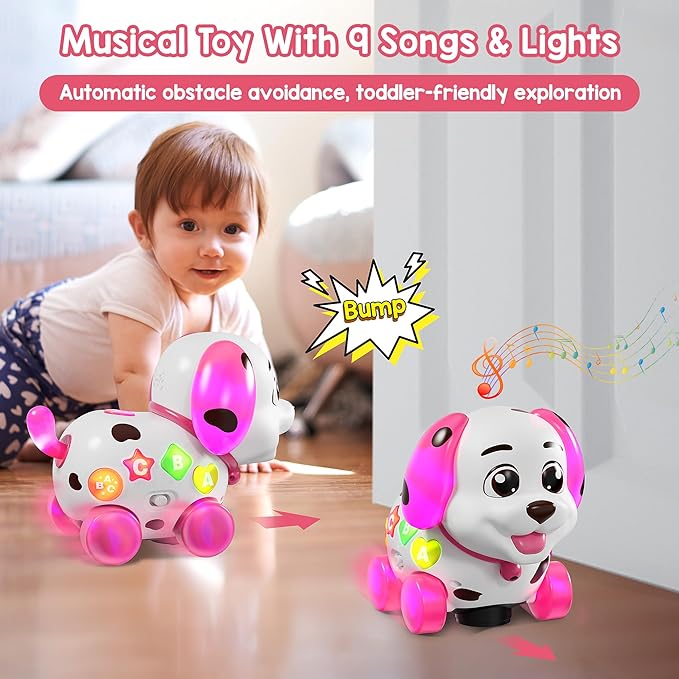 Toys for 1 Year Old Girl Gifts, 1st Birthday Gril Gift, Baby Toy 6-12-18 Months, Musical Puppy Toddler Learning Toy for 1 Year Old Boy Gift Present, Bilingual Toys with Music Light