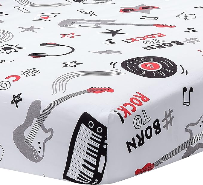 Lambs & Ivy Rock Star Musical Instruments 3-Piece Baby Crib Bedding Set - Gray