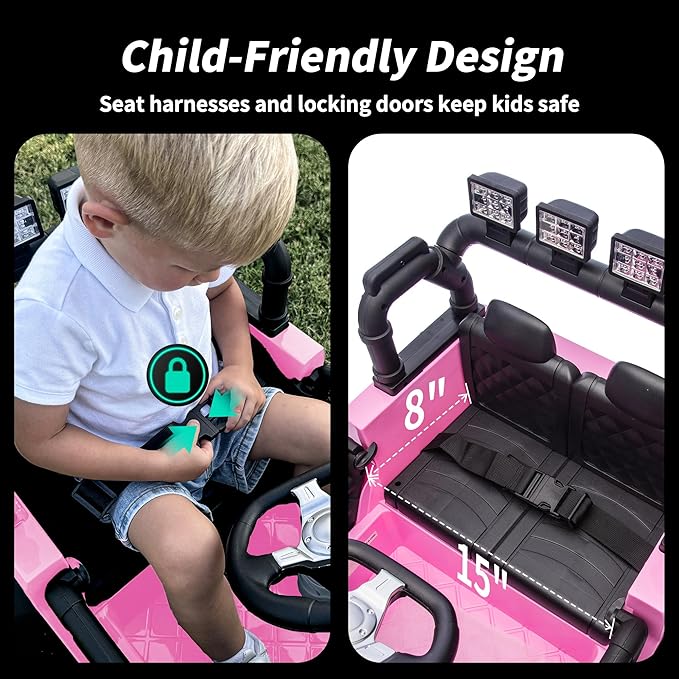 12V Kids Ride on Car Truck, Kids Electric Vehicles Car Ride on Toy for Toddlers with Remote Control - Light Pink