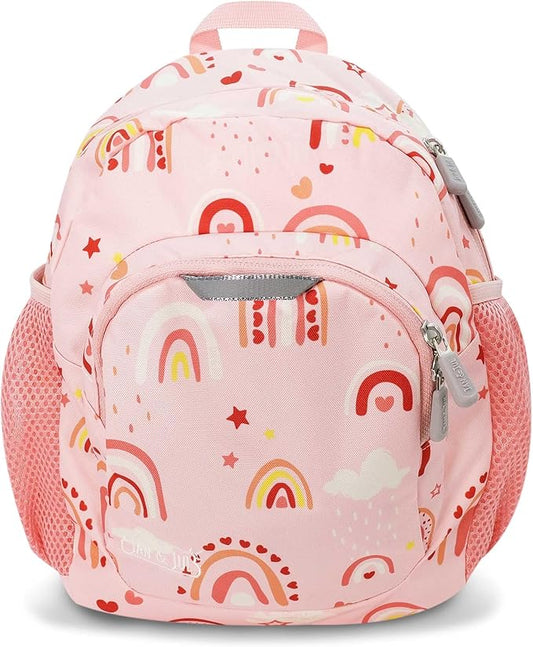 JAN & JUL Water Resistant Lightweight Backpack for Girls, Small Schoolbag for Toddlers (Pink Rainbow, One Size)