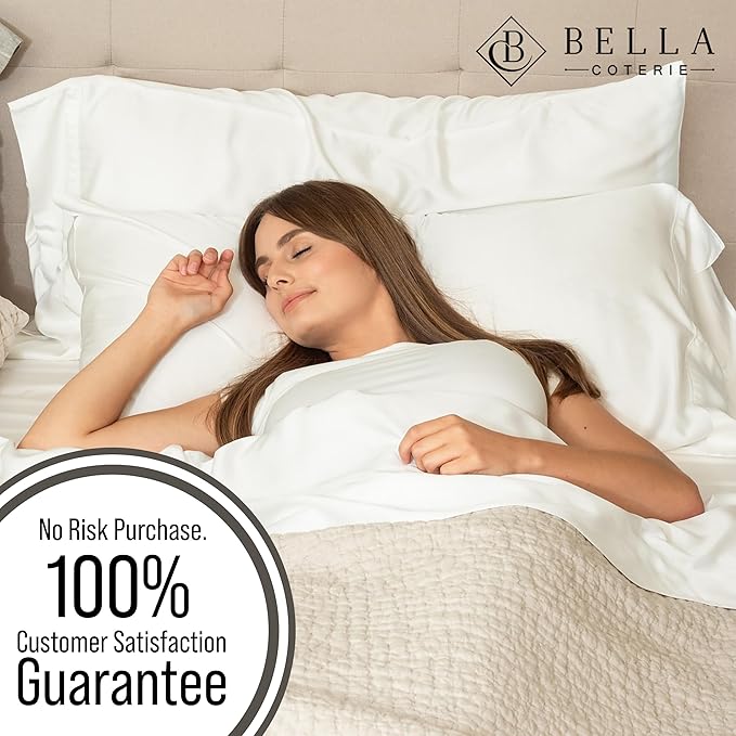 Bella Coterie Luxury Bamboo Viscose Queen Size Fitted Sheet | 100% Organically Grown | Ultra Soft | Cooling for Hot Sleepers | 18" Deep Pocket [White]
