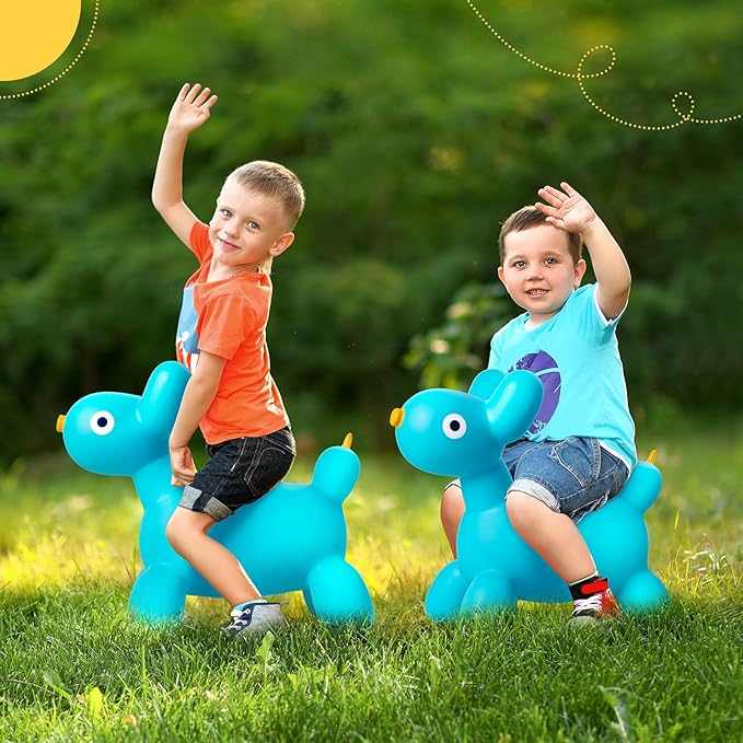 Upper Rider Bouncy Horse Dog Hopper for Toddlers, Bouncy Pals Inflatable Ride-on Animals for Kids, Jumping Horse Hopping Toys Gifts for Boys Girls 18 Months 2 3 4 5 6 Years Old, Blue Balloon Dog