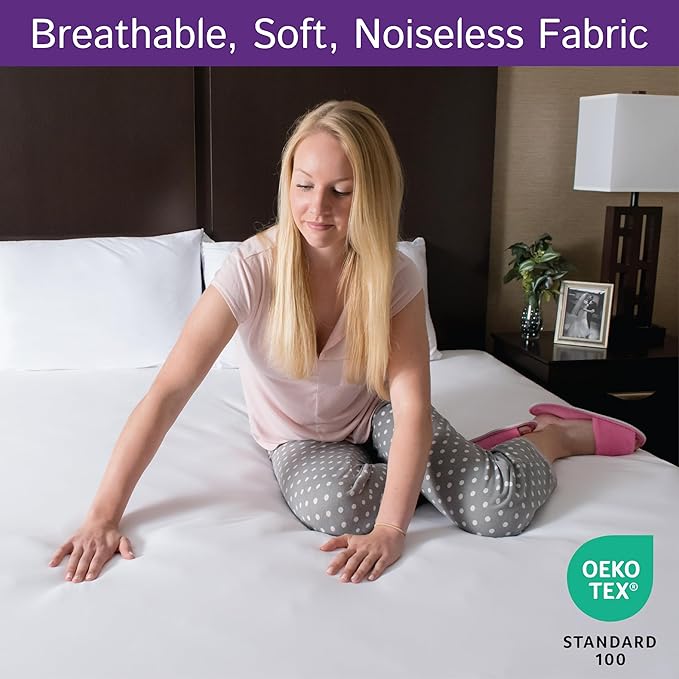 Queen Size Waterproof Mattress Protector - Fitted Sheet Mattress Cover with Deep Pockets - Hypoallergenic, Breathable, Water Proof, Noiseless, Vinyl Free