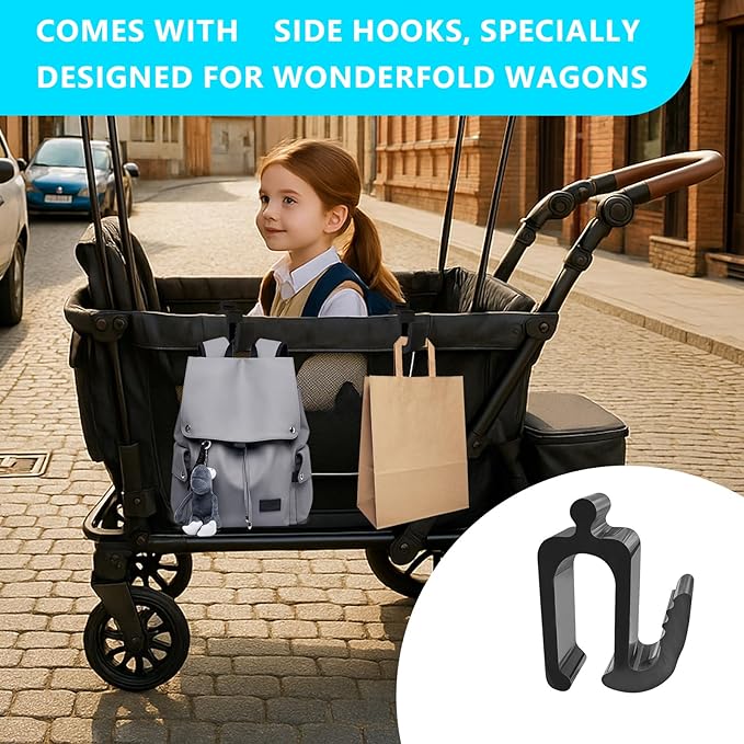 Zoucengx Wonderfold Wagon Accessories, Upgraded Multifunctional Side Hooks for Wonderfold Wagon W4 - Durable, Space-Saving Travel Organizer with Sturdy Design (2, Upgraded)
