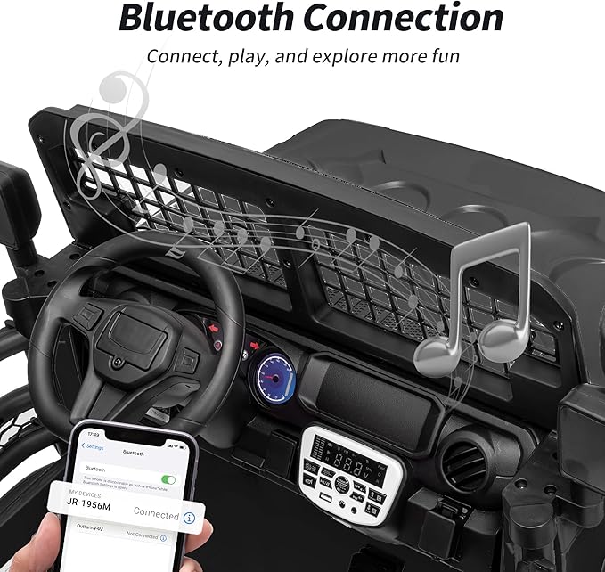 2 Seater Ride on Car Toy, 12V Electric Car for Kids 4-8 with Remote Control, Capacity 110 lb, LED Light - Black