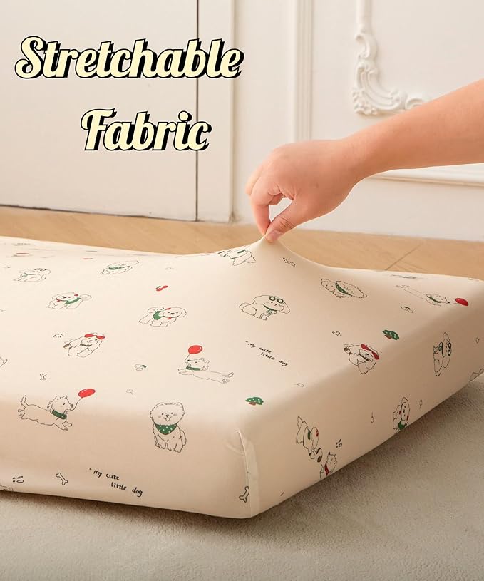 SDY Dog Jersey Crib Sheets, Cute Animal Crib Sheets for Standard CribMattress&Toddler Bed Mattress Cover,2 Packed, Size52 x28 x8, Super Soft Jersey Fitted Sheet for Baby Boys and Girls