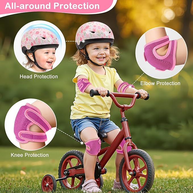 Toddler Helmet, Baby Infant Bike Helmet with Toddler Knee Pads and Elbow Pads Set for Kids 1-3 Years, Adjustable Baby Bike Helmets for Scooter Bicycle