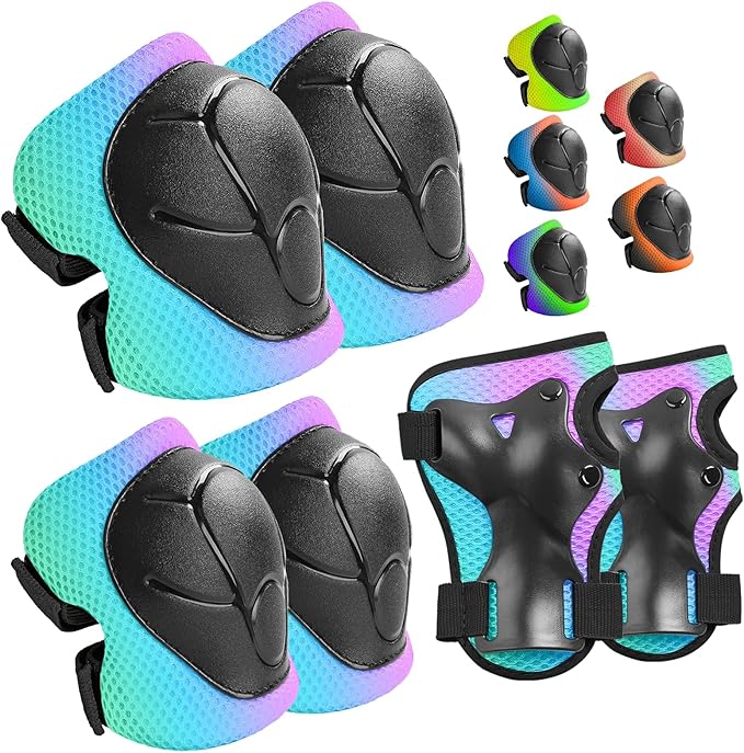 Kids Protective Gear Set Knee Pads for Kids 3-14 Years Toddler Knee and Elbow Pads with Wrist Guards 3 in 1 for Skating Cycling Bike Rollerblading Scooter