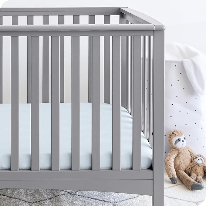Bare Home 2-Pack Fitted Crib Sheets - Premium 1800 Ultra-Soft Microfiber - Breathable - Baby Sheet - for Boys & Girls - Fits Standard Crib and Toddler Mattresses (Sky Blue/Cloud Grey)