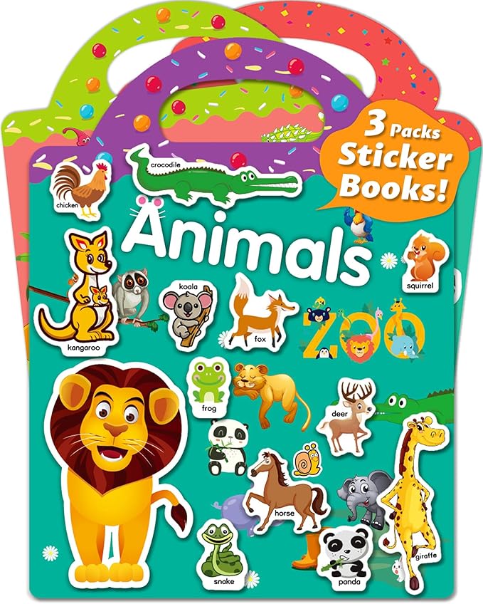 Walenced Reusable Sticker Book for Toddlers, Stickers for Kids, Toddler Sticker Book, Toddler Craft Activities, Toddler Travel Toys Ages 3 and Up Boy Girl Birthday Gifts
