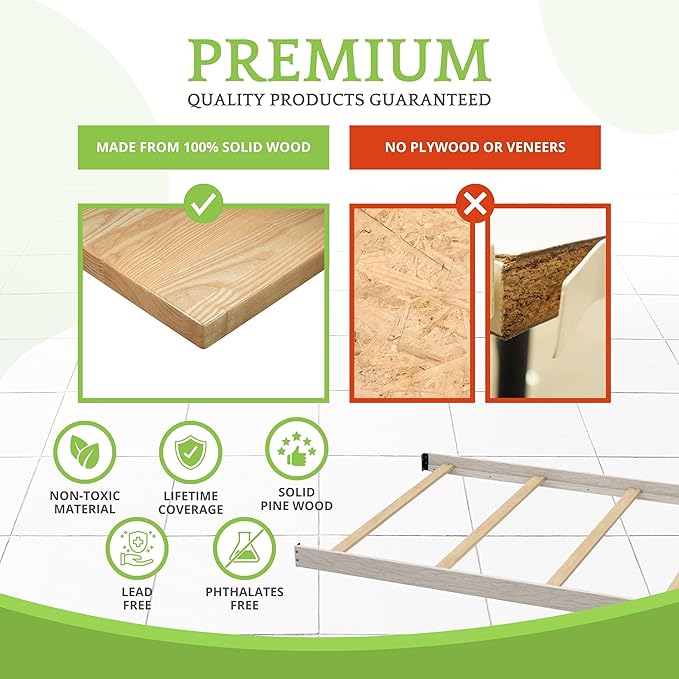 Full-Size Conversion Kit Bed Rails for Baby Cache Convertible Cribs - Solid Wood Rail - Toddler and Adult Bed Rail for Full-Size Beds - Essential Nursery & Baby Furniture (Antique White)
