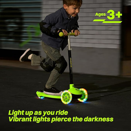 ZIFFY Multicolor 3 Wheel Scooter for Kids 3-5, Toddler Kick Scooters with LED Light-Up Wheels for Boys and Girls, 5 Adjustable Height and Lean-to-Steer Design, Support up to 110 lbs by JOVA