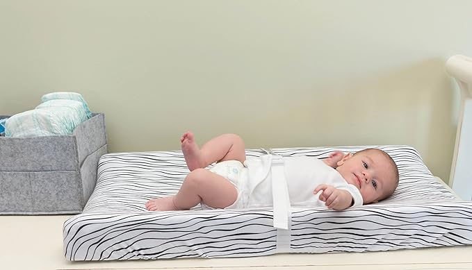 Changing Pad Cover Set | Cradle Sheet 2 Pack 100% Jersey Cotton Black and White Abstract Stripes and Dots by Ely's & Co