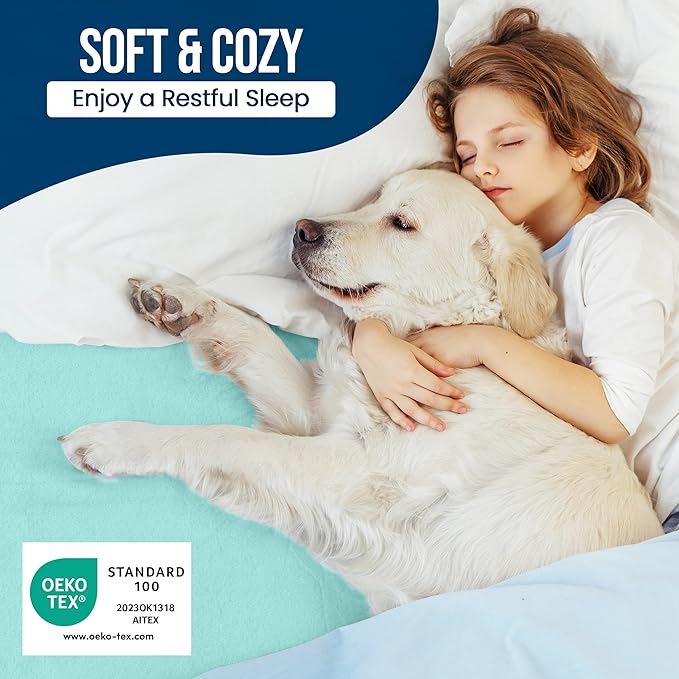 Utopia Bedding Waterproof Mattress Protector Twin Size, Premium 200 GSM Terry Mattress Cover, Soft & Breathable Bed Cover, Fitted Sheet Style with Stretchable Deep Pockets 15" (Spa Blue)