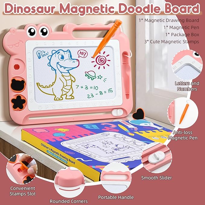 AiTuiTui Magnetic Drawing Board Toddler Toys with Legs for Girls, Color Sketch Writing Scribble Doodle Pad Travel Games, Educational Learning Kids Toys for Birthday or Valentine Gift (Pink)